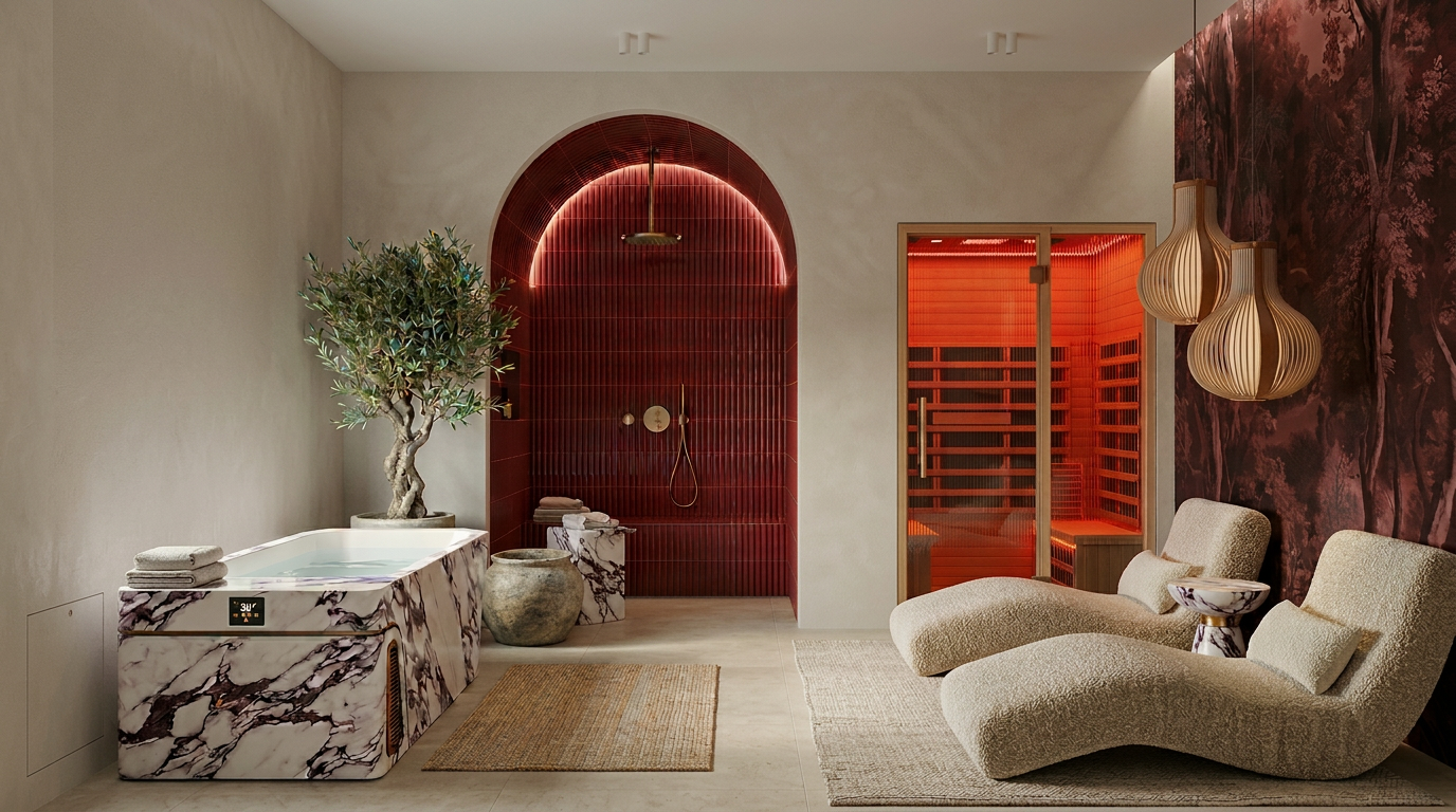 Private sauna and contrast therapy suite at SCULPT Wellness Club in East Cobb, Georgia