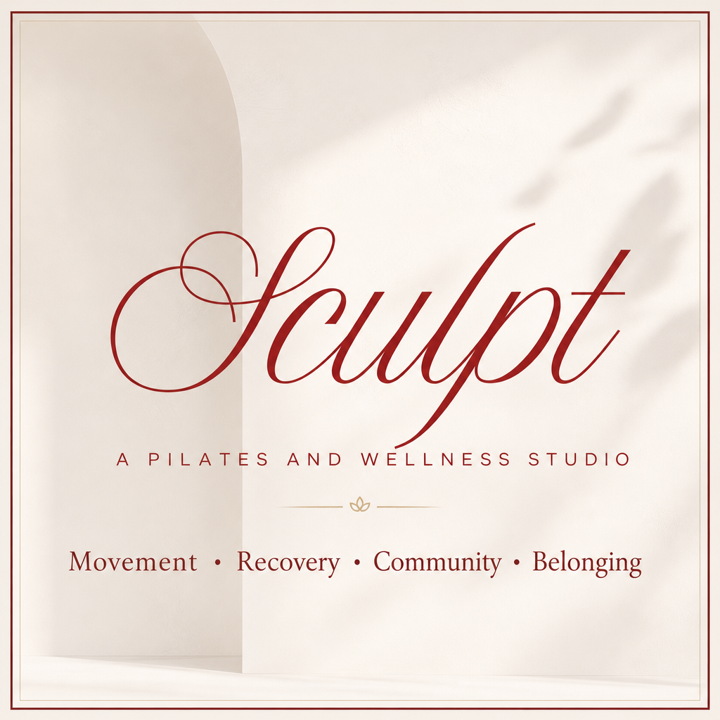 SCULPT brand mark with the pillars movement, recovery, community and belonging