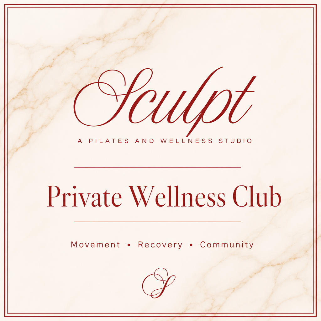 SCULPT private wellness club brand mark on marble